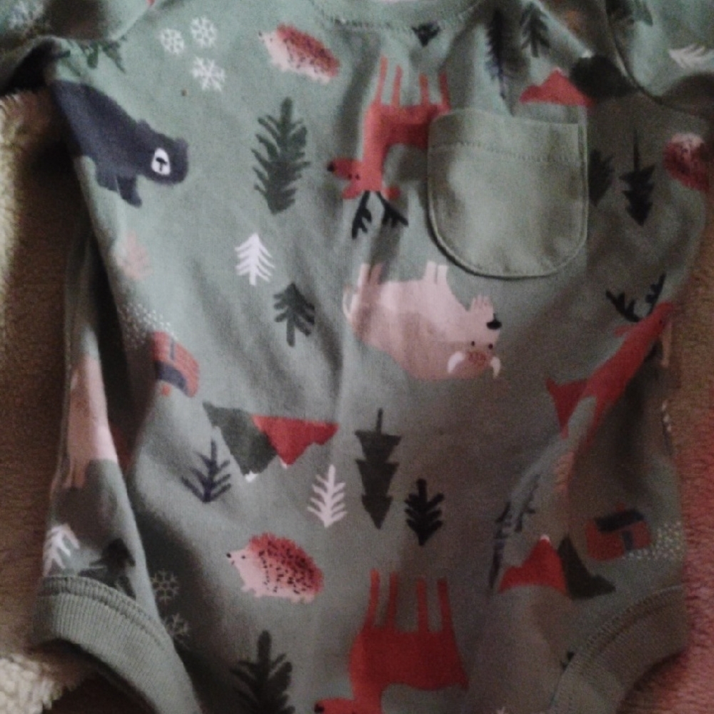 Green Animal Print Baby Onesie